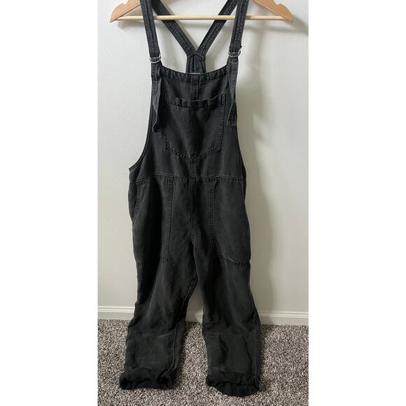 Aerie black linen overalls women's size small - Picture 1 of 5